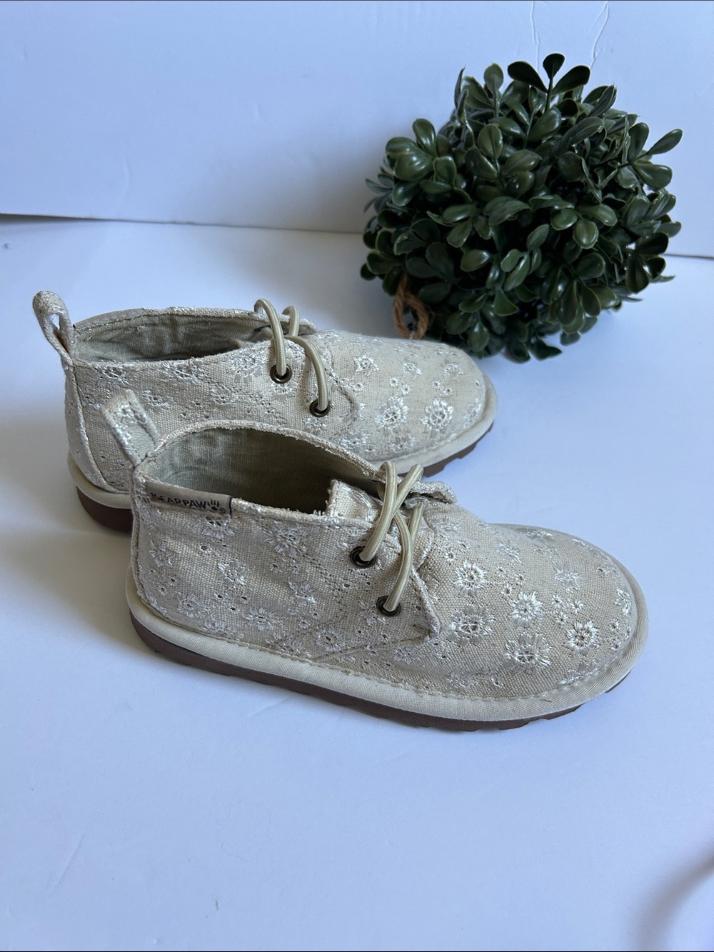 BearPaw Kids Cream Floral Canvas Ankle Boots - Picture 7 of 10